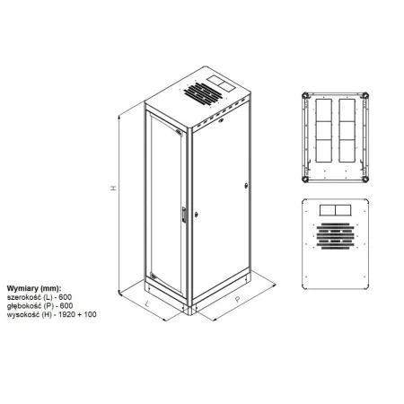 Szafa Rack 19 27u 600x600 Drzwi Szklane Cokół